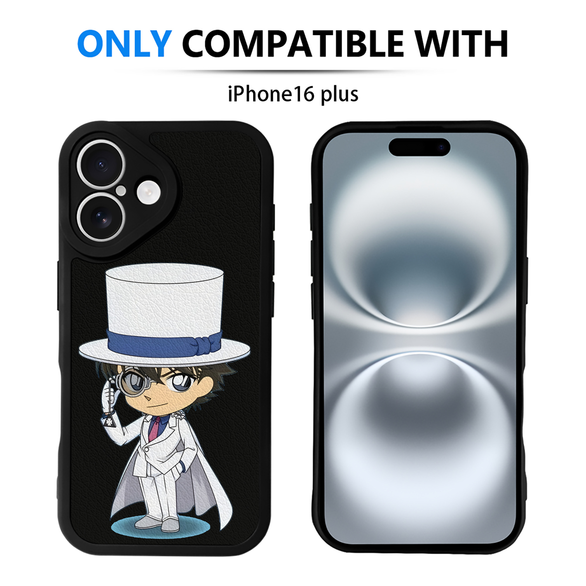 （画像用） 名探偵コナン くろば かいと Detective Conan Kuroba Kaito 【iPhone 16シリーズ対応】シリコンスマホケース（レザー調） 材質：シリコン